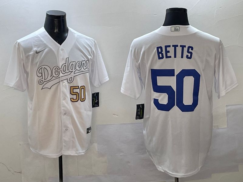Men Los Angeles Dodgers #50 Betts White Fashion Edition Game 2025 Nike MLB Jersey style 9
